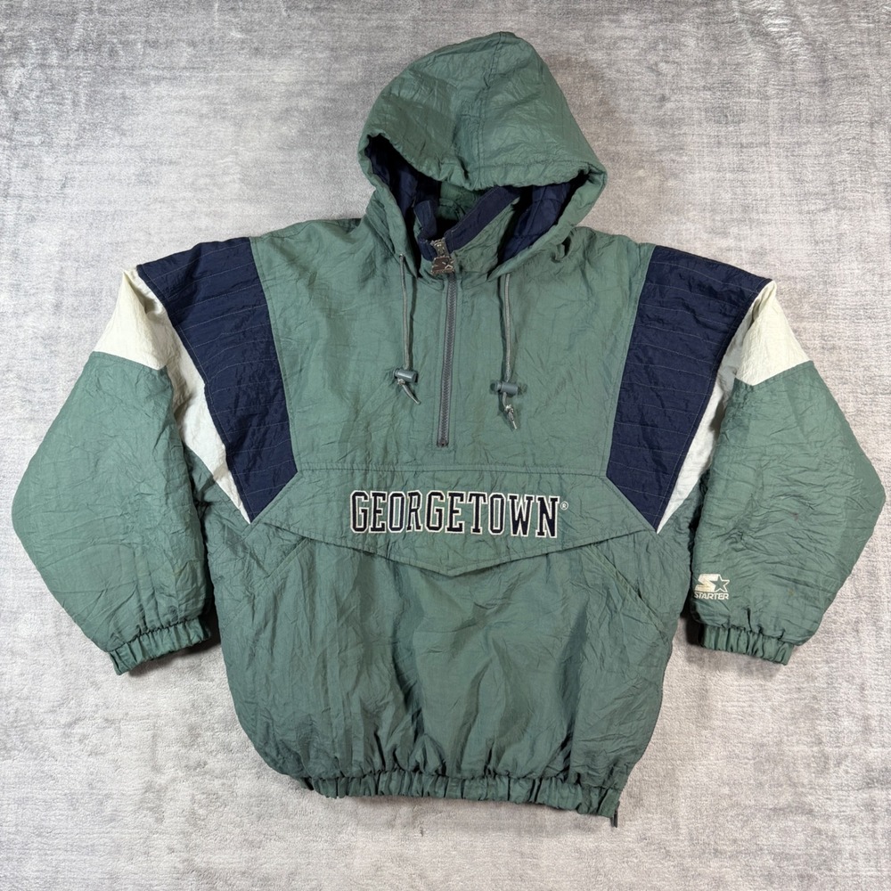 Georgetown Hoyas Jacket Mens Small Gray Starter Puffer Anorak Vintage 90s NCAA